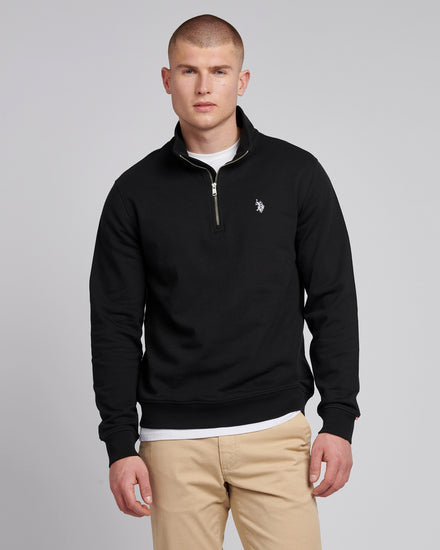 Mens 1/4 Zip Sweatshirt in Black Bright White DHM