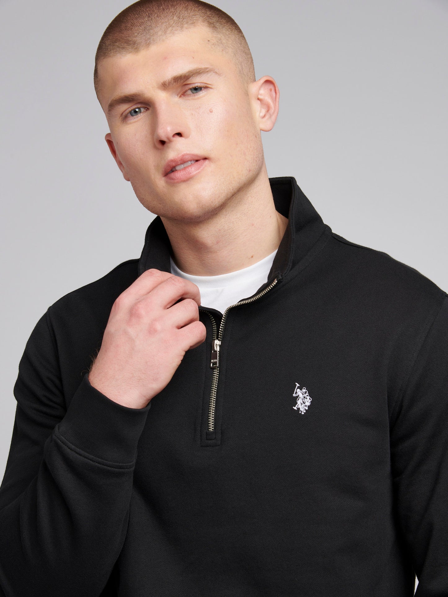 Mens 1/4 Zip Sweatshirt in Black Bright White DHM