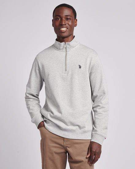 Mens 1/4 Zip Sweatshirt in Mid Grey Marl