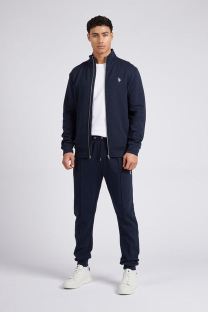 Mens Classic Fit Luxe Funnel Tracksuit Top in Dark Sapphire Navy / White DHM