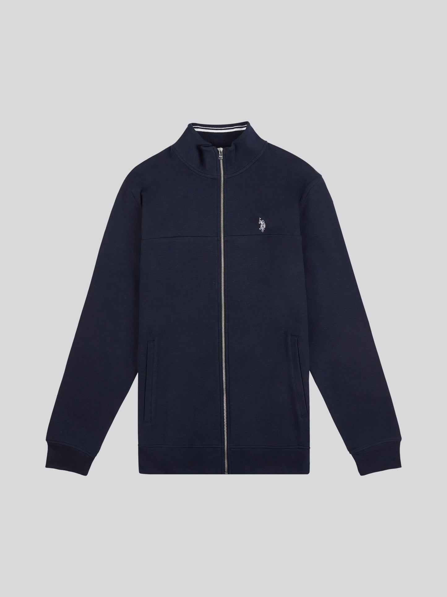 Mens Classic Fit Luxe Funnel Tracksuit Top in Dark Sapphire Navy / White DHM