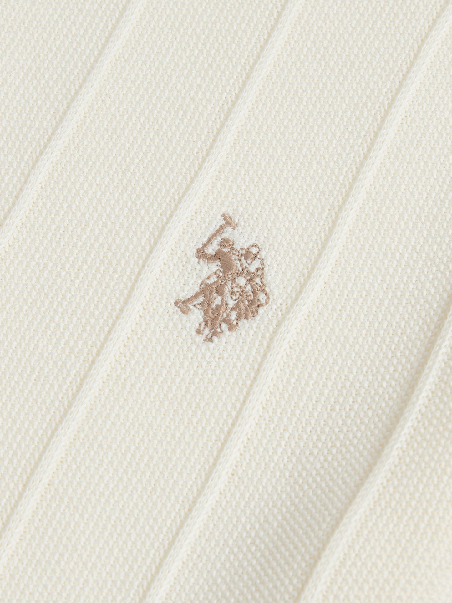 Mens Zip Knit  Polo Shirt Whisper White