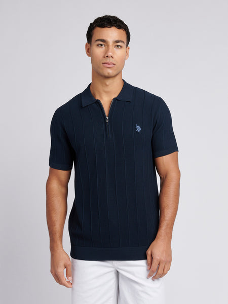 SULLEN KNIT POLO SHIRT ネイビー フリーサイズ Oliver Zipped Knit Polo - Navy – Nobl