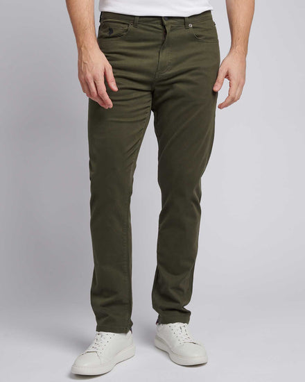 Mens Core 5 Pocket Trousers in Forest Night