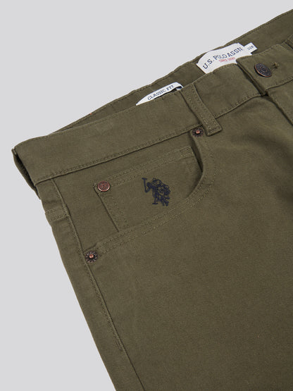 Mens Core 5 Pocket Trousers in Forest Night