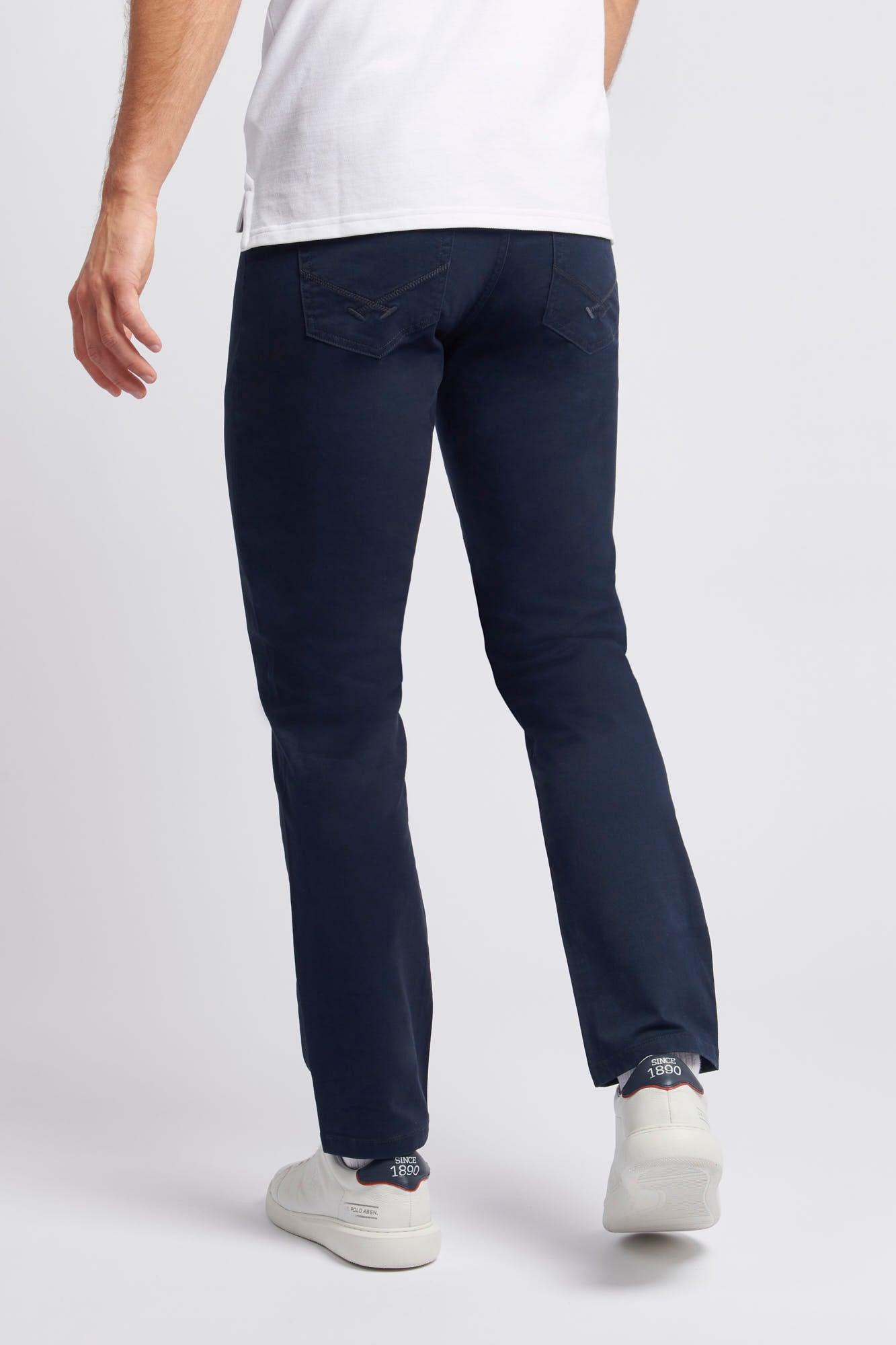 Mens 5 Pocket Trouser in Dark Sapphire Navy / Haute Red DHM