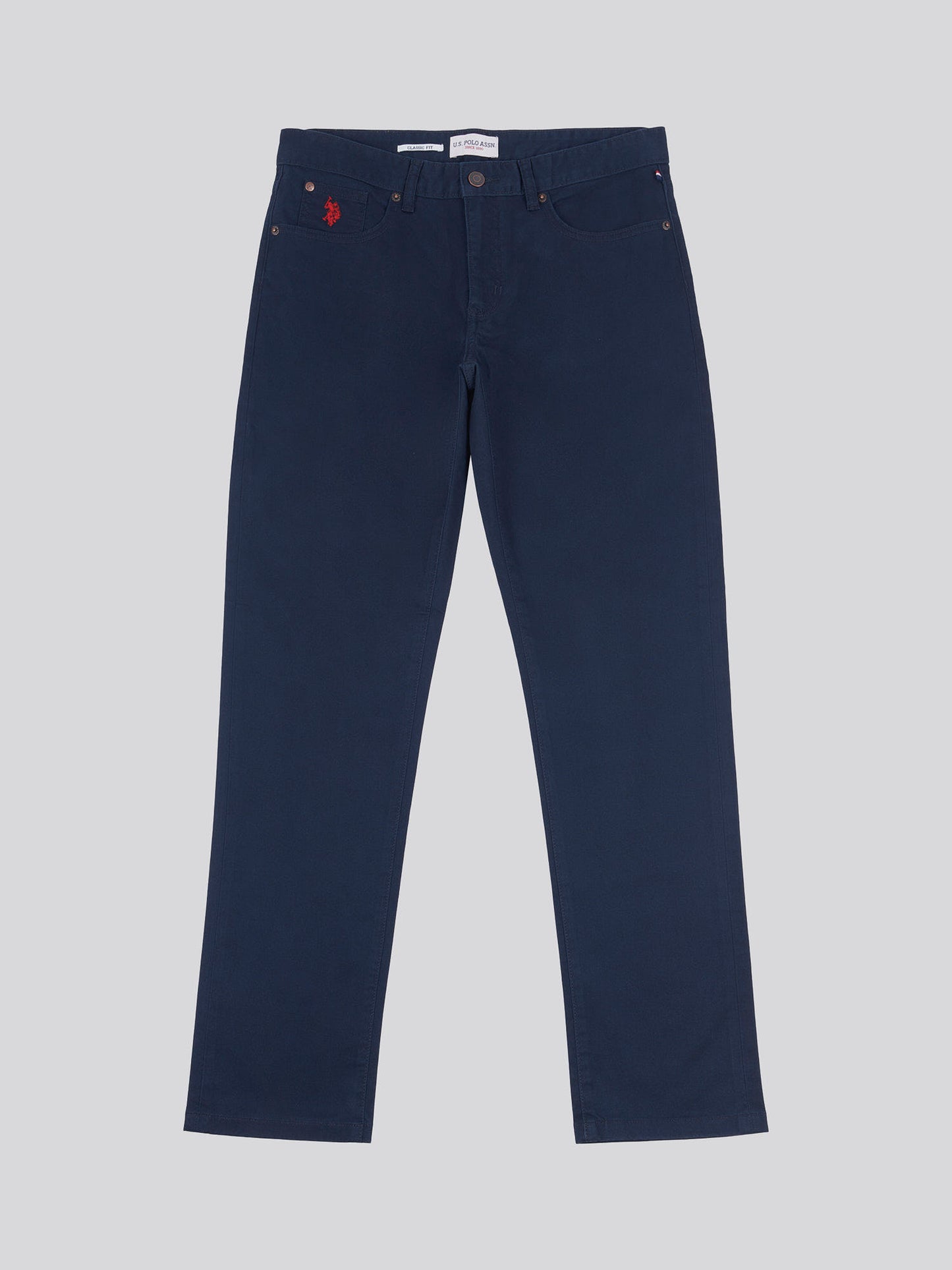 Mens Core 5 Pocket Trouser in Dark Sapphire Navy / Haute Red DHM