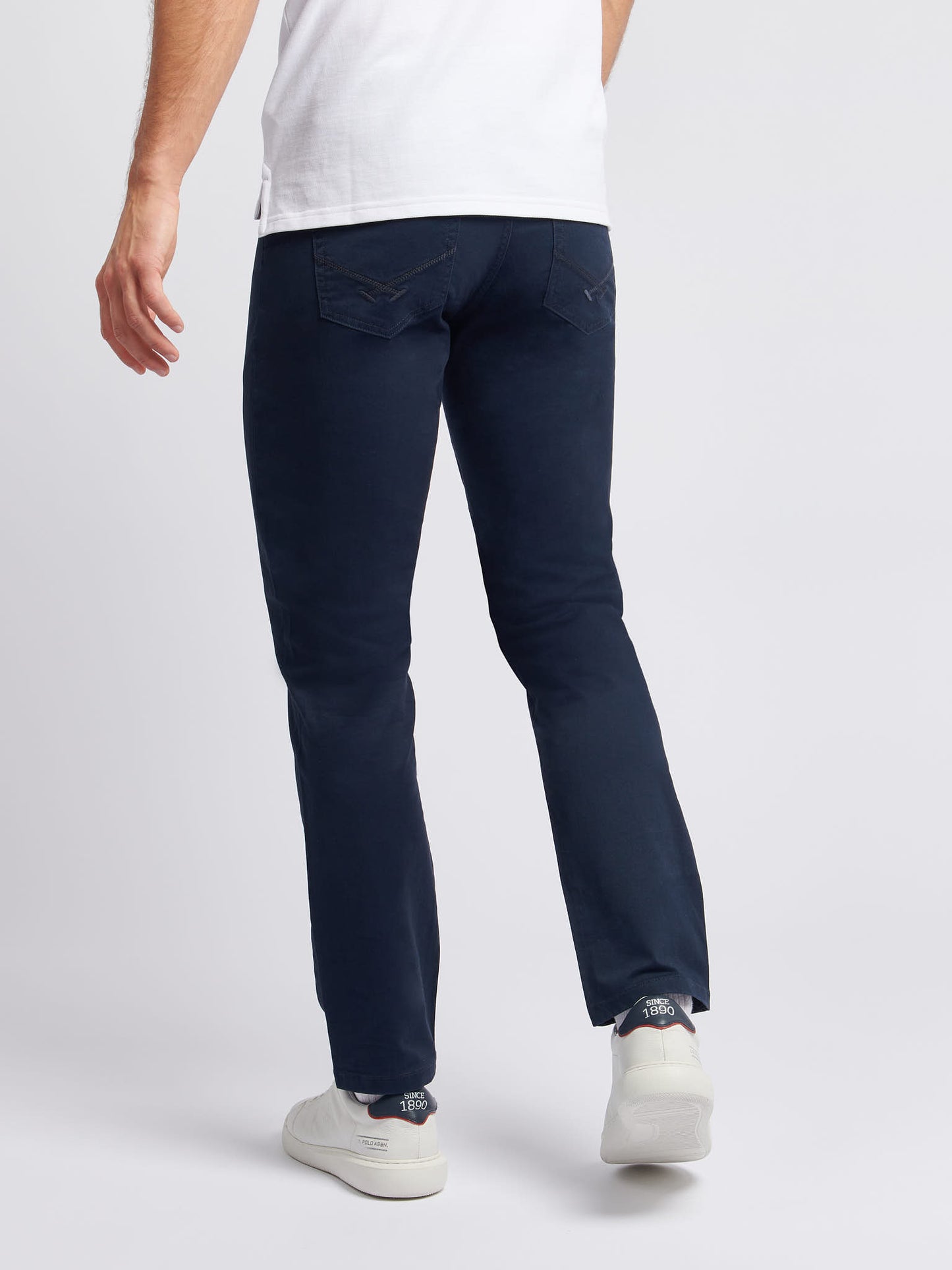 Mens Core 5 Pocket Trousers in Dark Sapphire Navy / Haute Red DHM