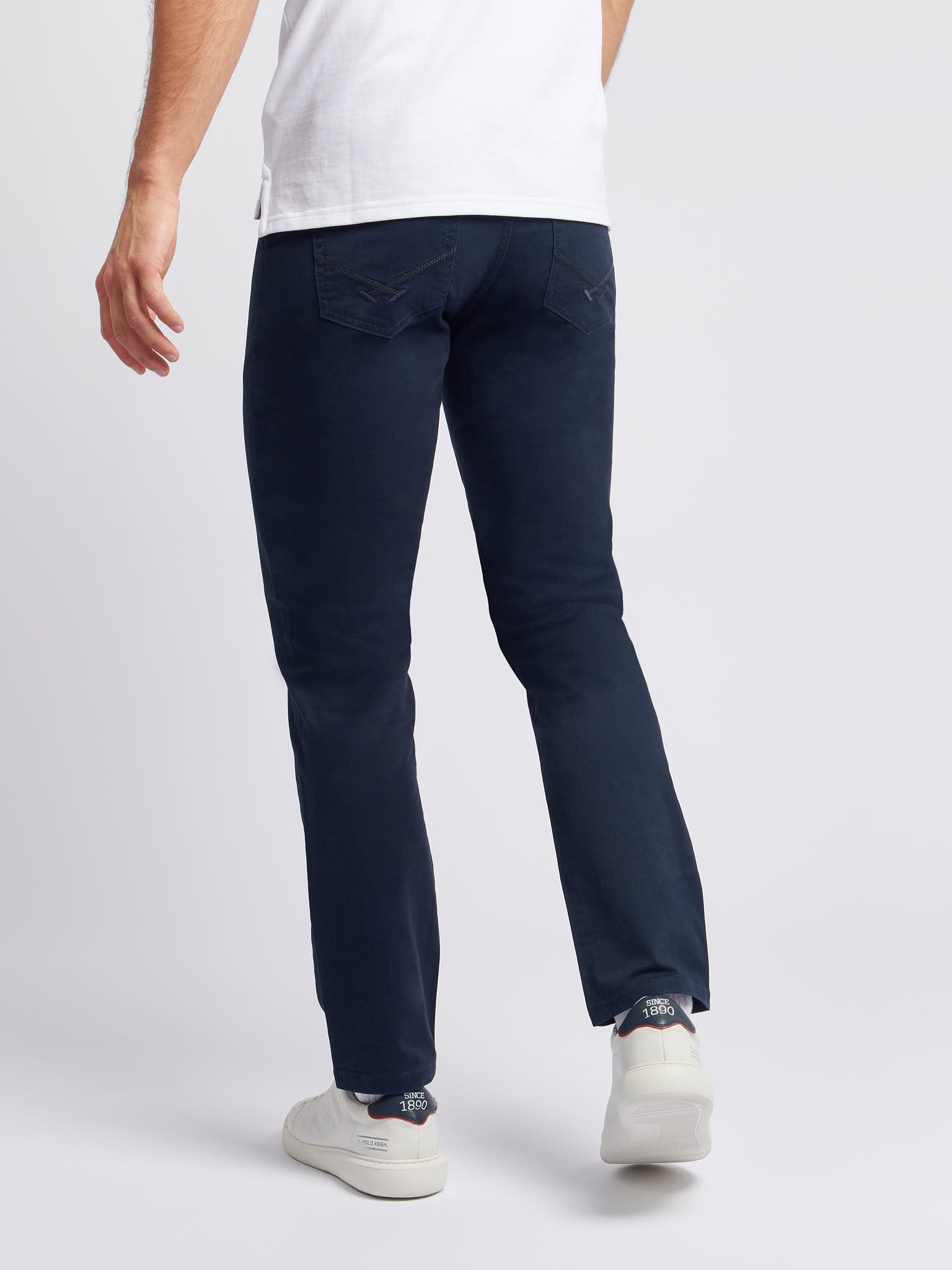 Mens Core 5 Pocket Trousers in Dark Sapphire Navy / Haute Red DHM