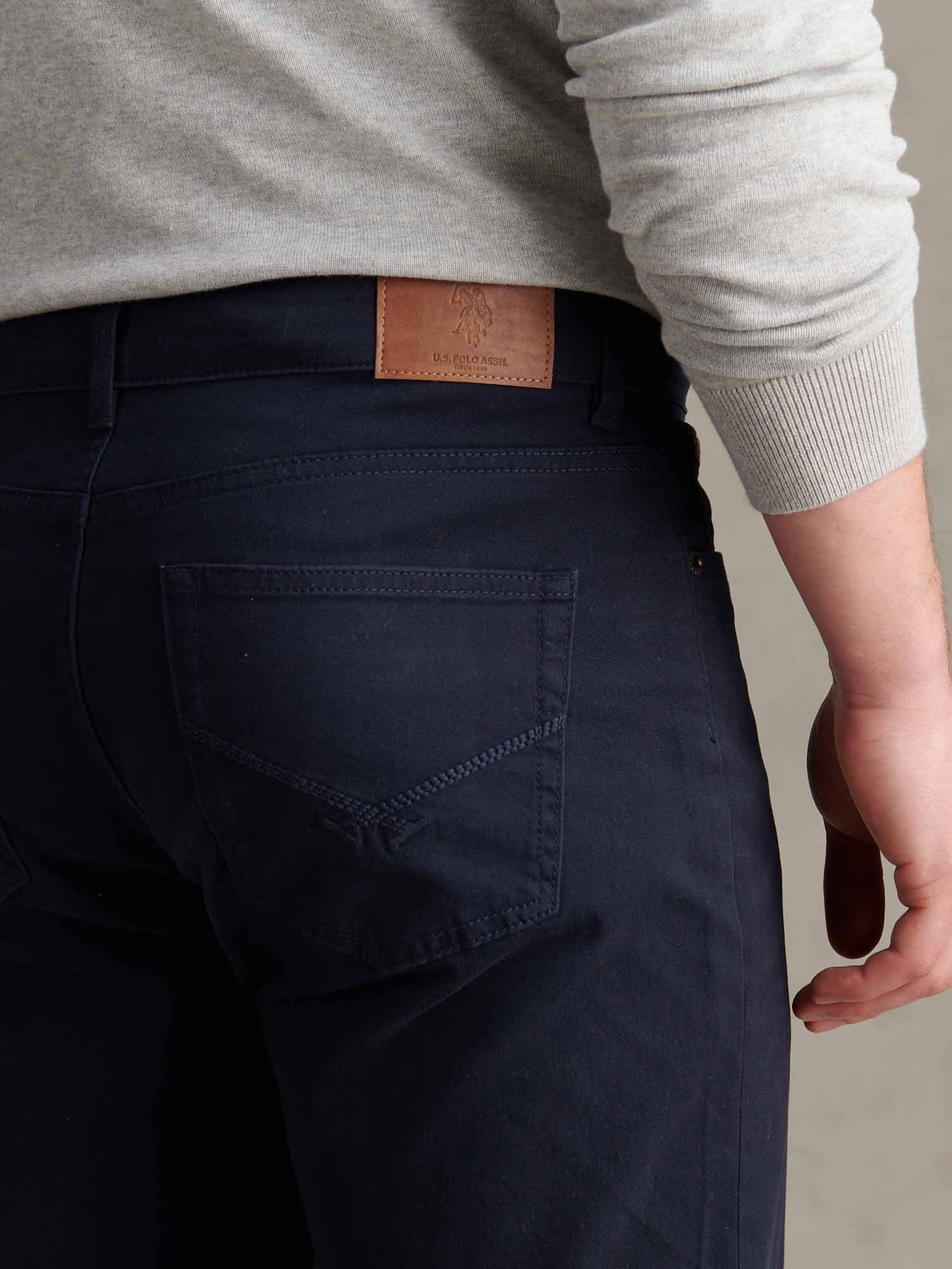 Mens Core 5 Pocket Trouser in Dark Sapphire Navy / Haute Red DHM