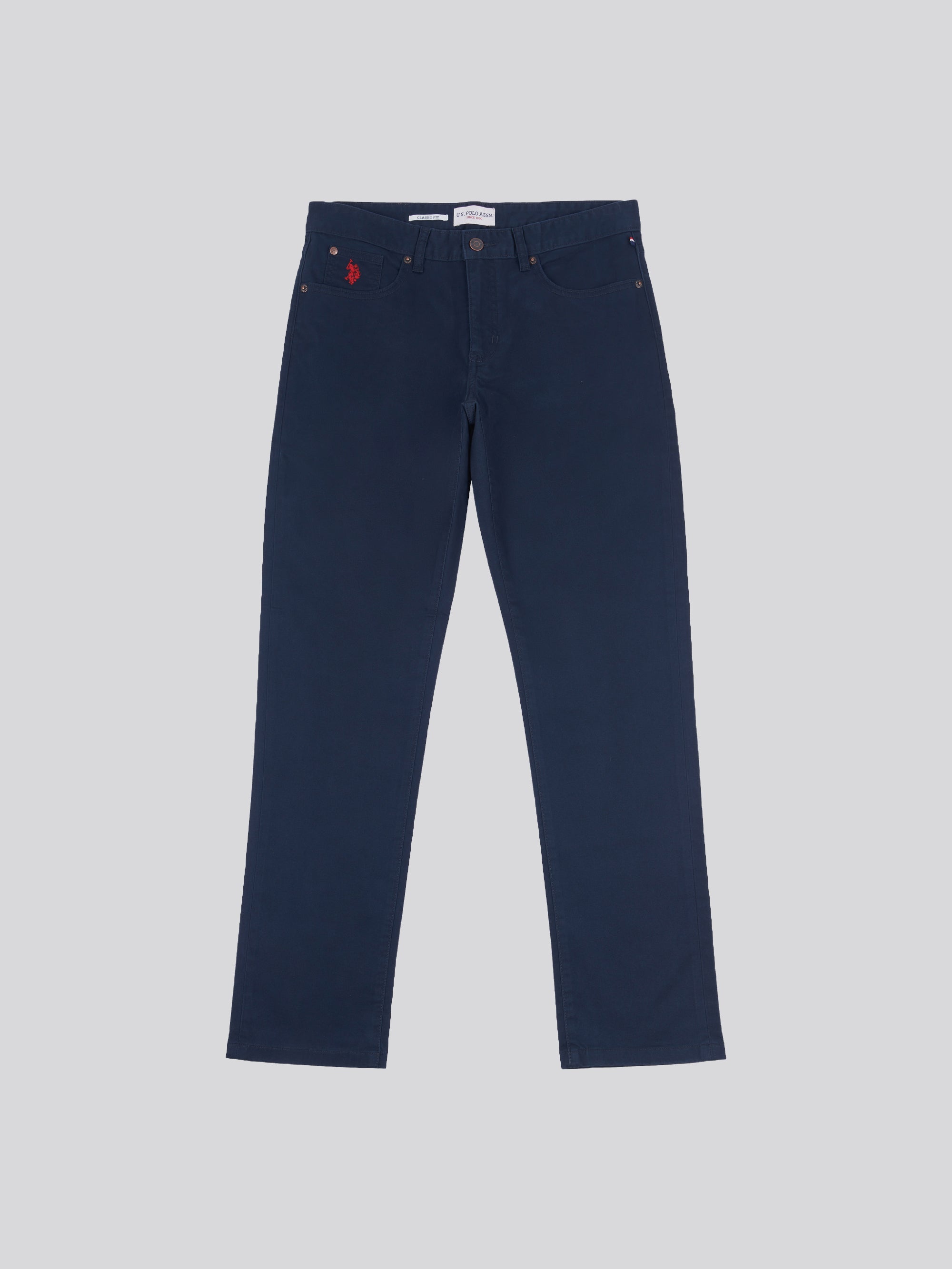 Mens Core 5 Pocket Trousers in Dark Sapphire Navy / Haute Red DHM