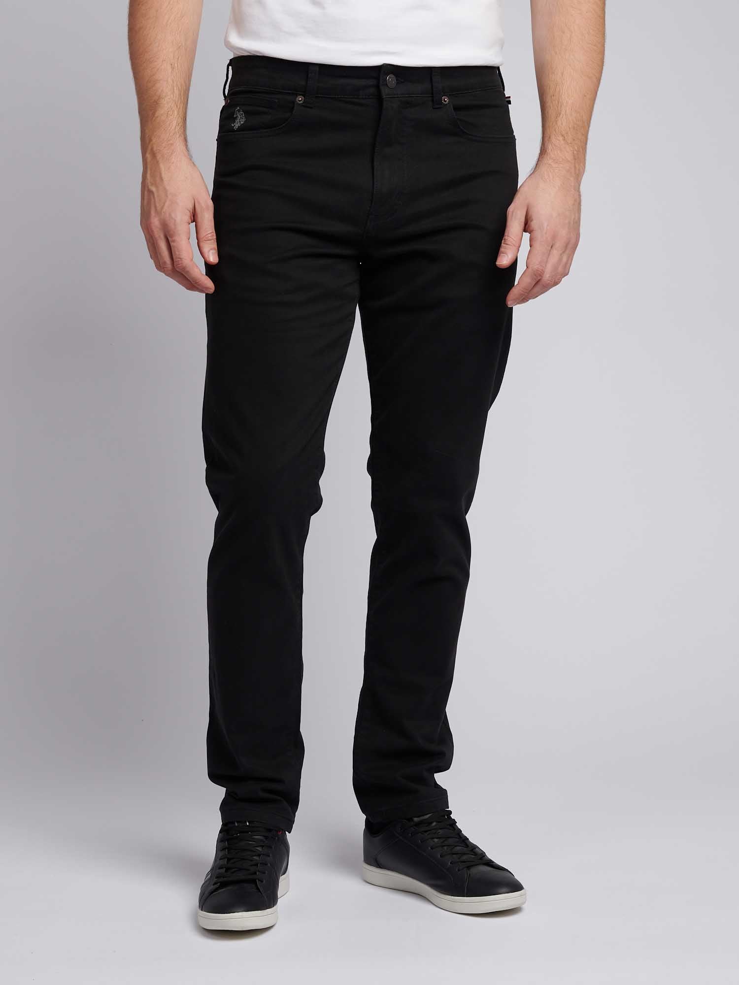 Mens Core 5 Pocket Trousers in Black Bright White DHM