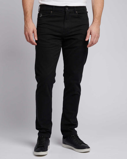 Mens Core 5 Pocket Trousers in Black Bright White DHM