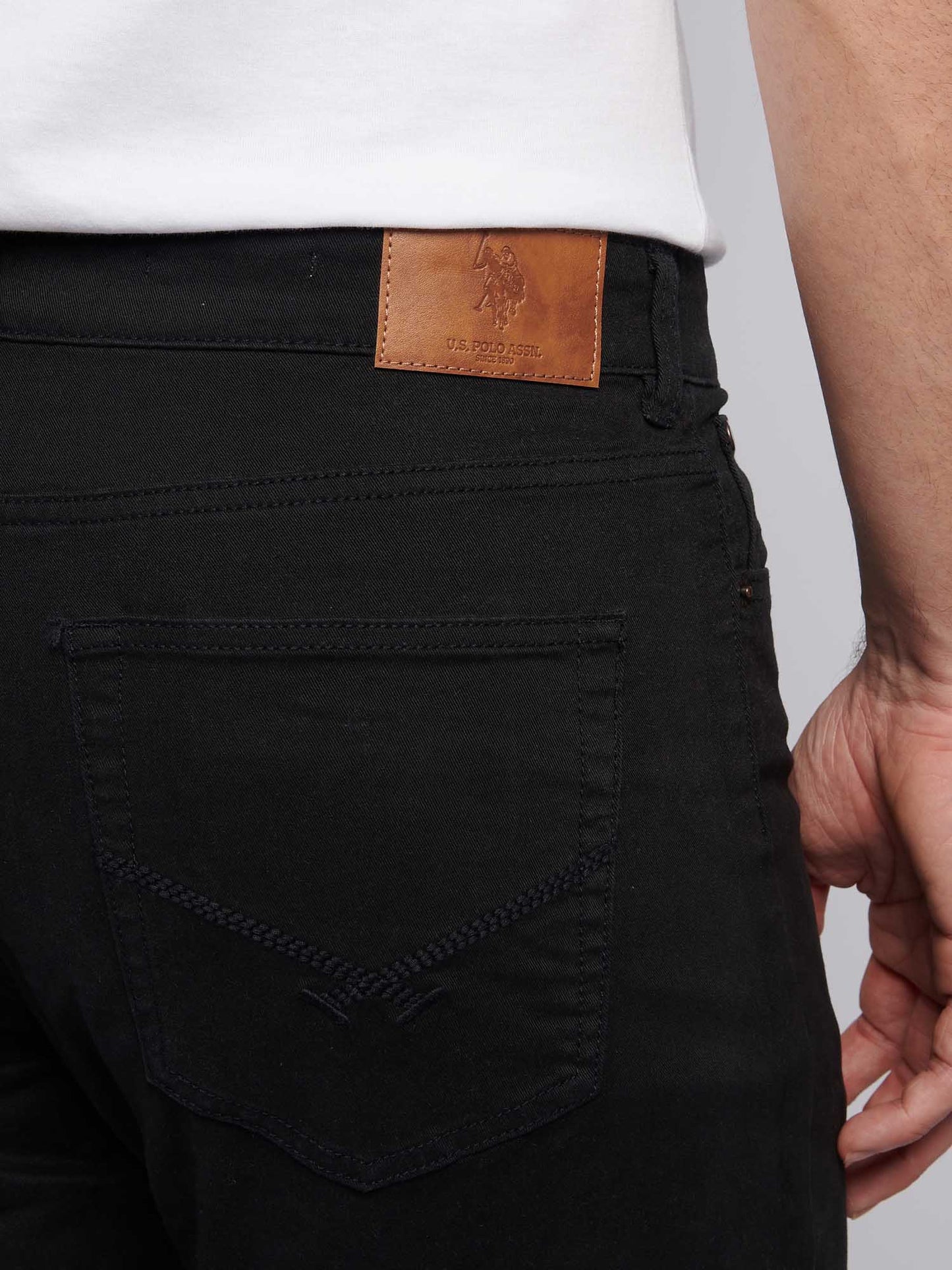 Mens Core 5 Pocket Trousers in Black Bright White DHM