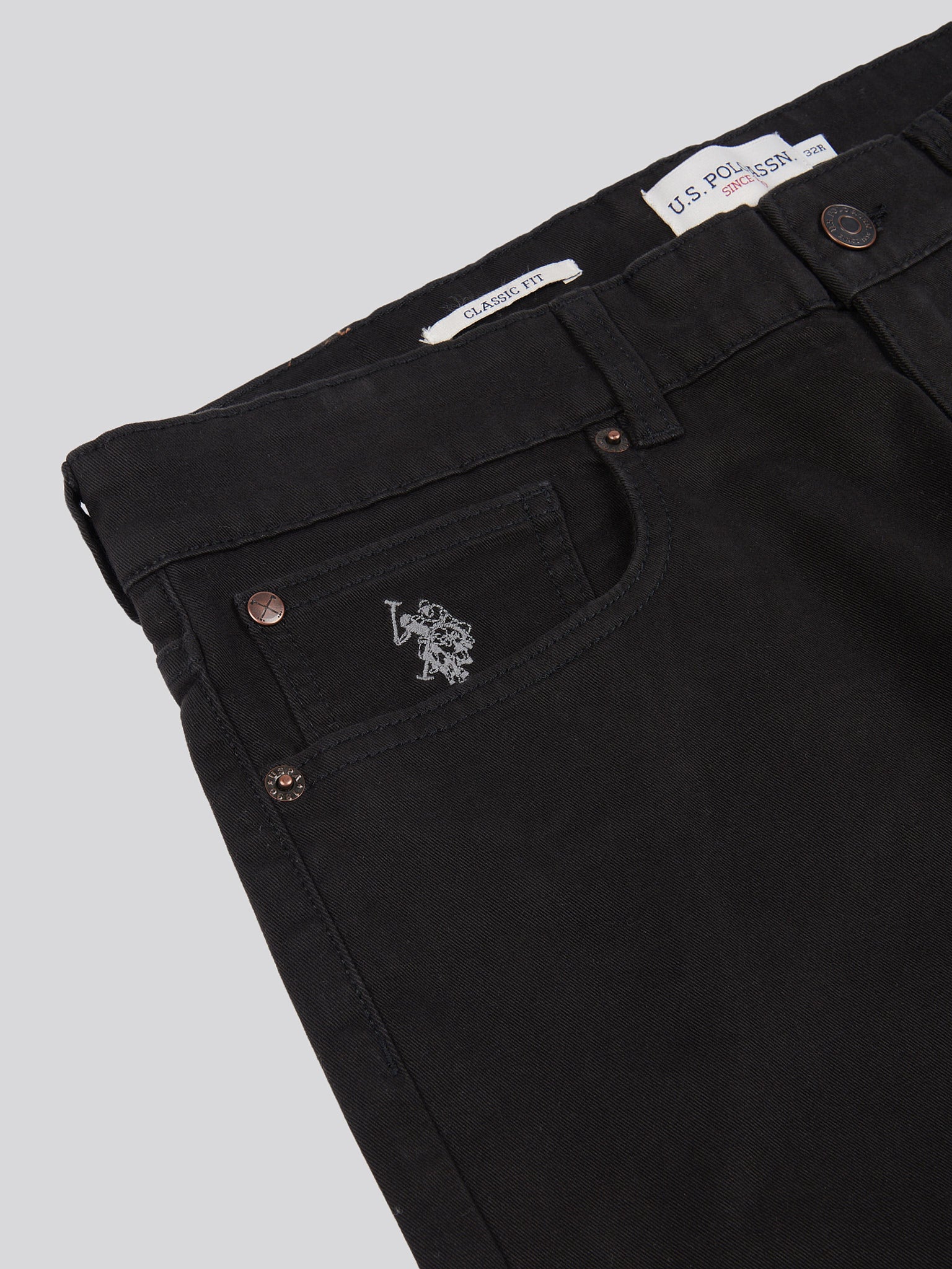 Mens Core 5 Pocket Trousers in Black Bright White DHM