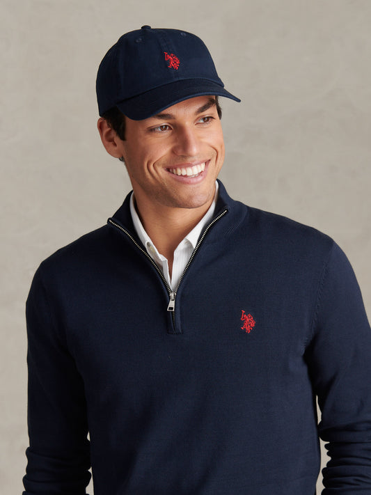 Mens Washed Casual Cap in Dark Sapphire Navy / Haute Red DHM