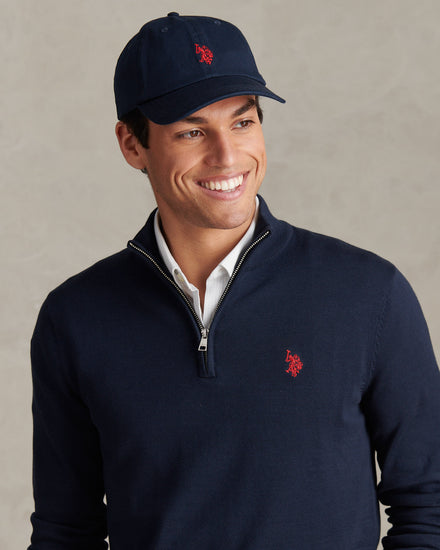 Mens Washed Casual Cap in Dark Sapphire Navy / Haute Red DHM