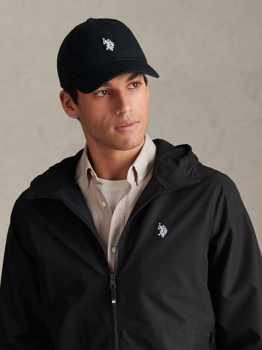 Mens Washed Casual Cap in Black Bright White DHM