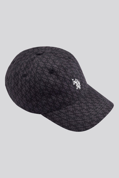 U.S. Polo Assn. Mens Monogram Casual Cap in Black / Marshmallow DHM