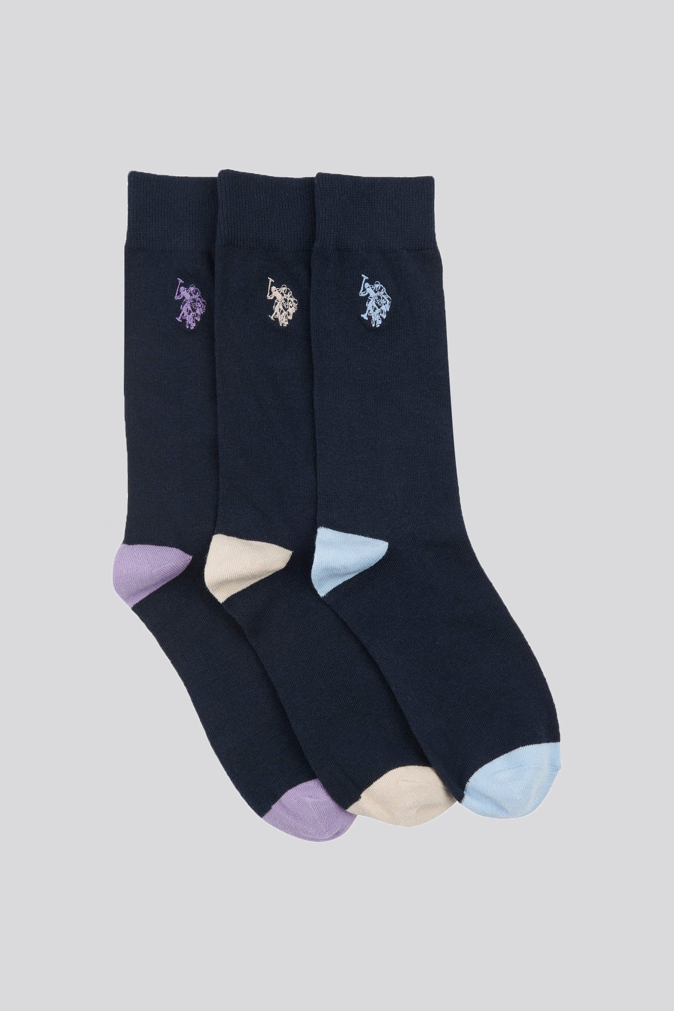 U.S. Polo Assn. Mens Three Pack Smart Socks in Dark Sapphire Navy