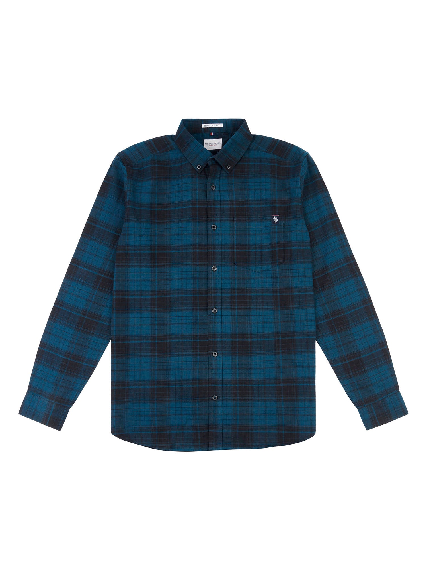 Mens Peached Oxford Check Shirt in Black