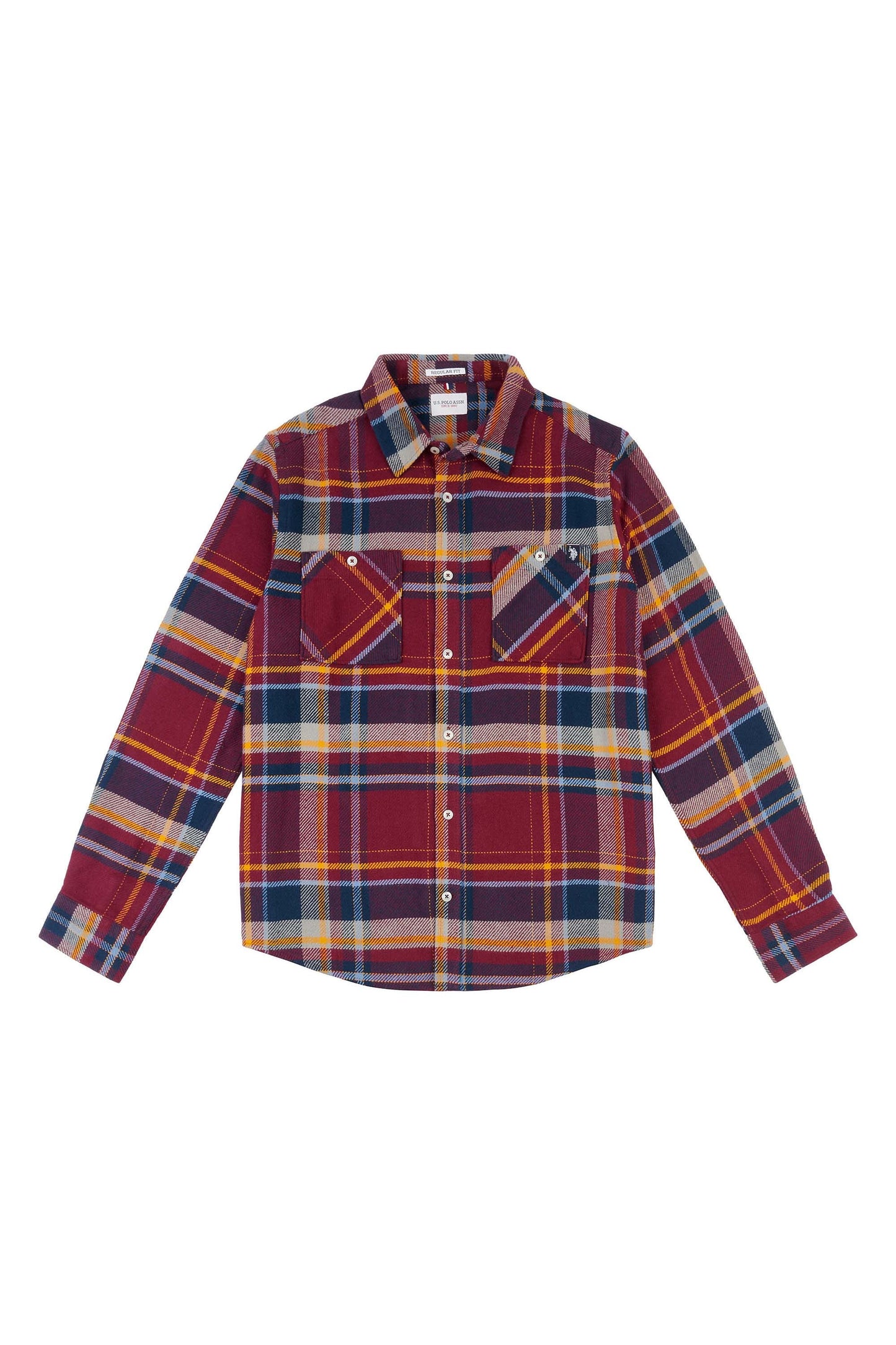 Mens Brushed Twill Check Overshirt in Tawny Port