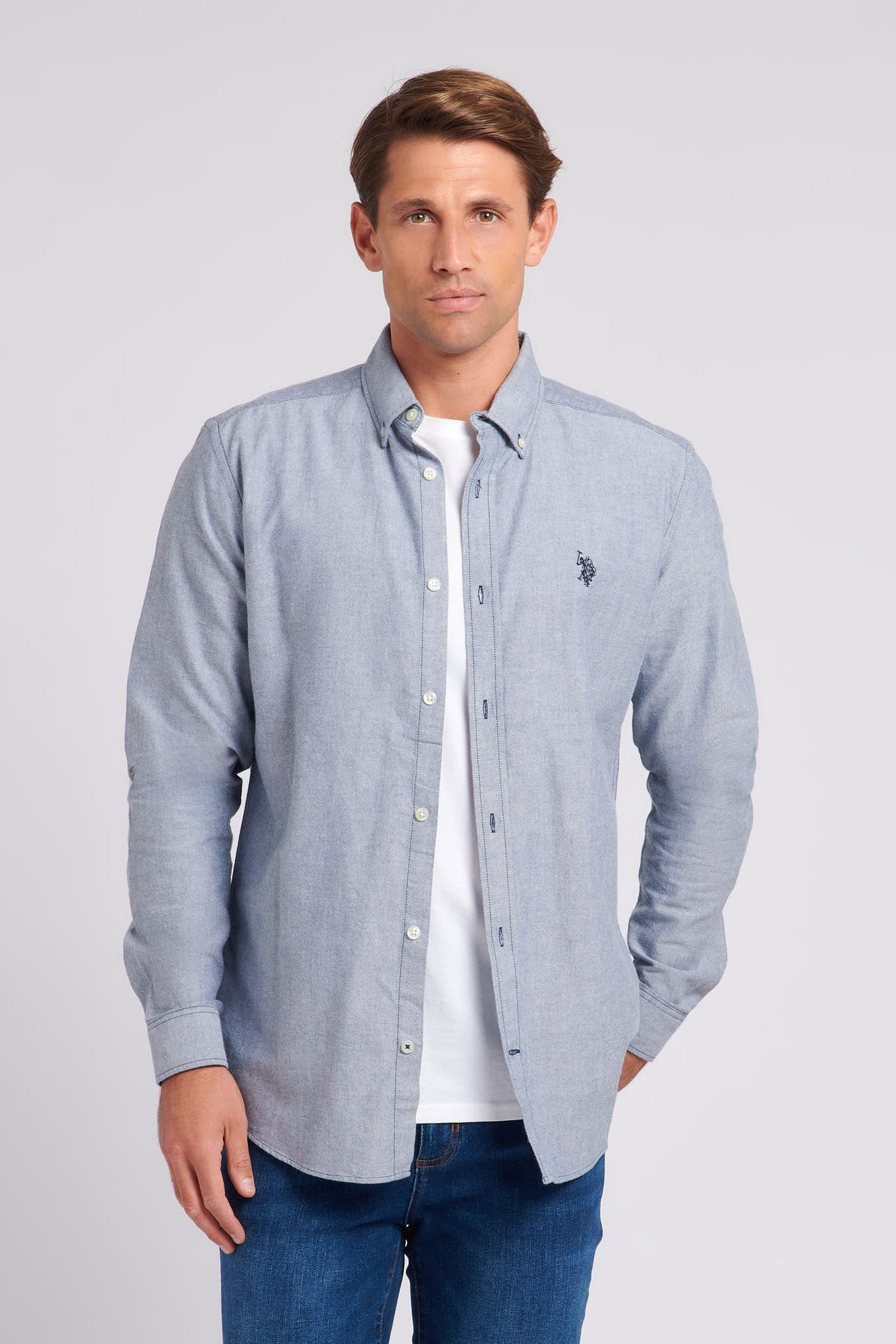 U.S. Polo Assn. Mens Oxford Shirt in Navy Blue