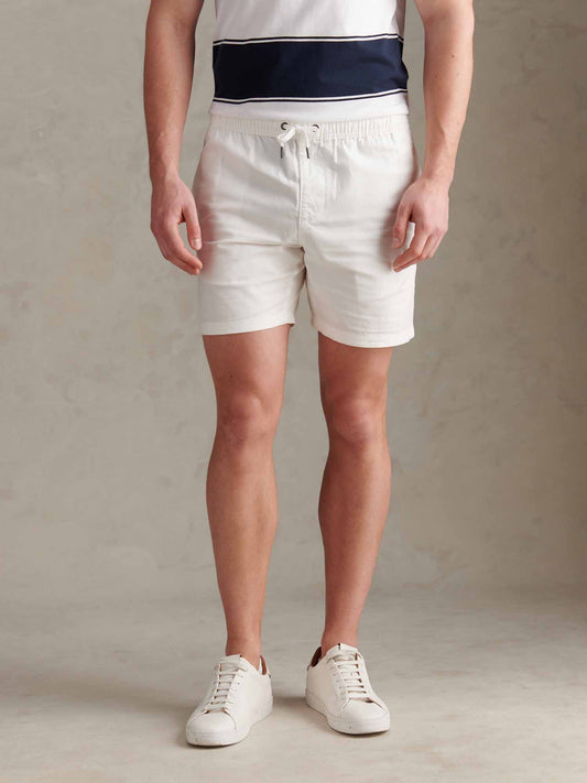 Mens Linen Blend Deck Shorts in Bright White