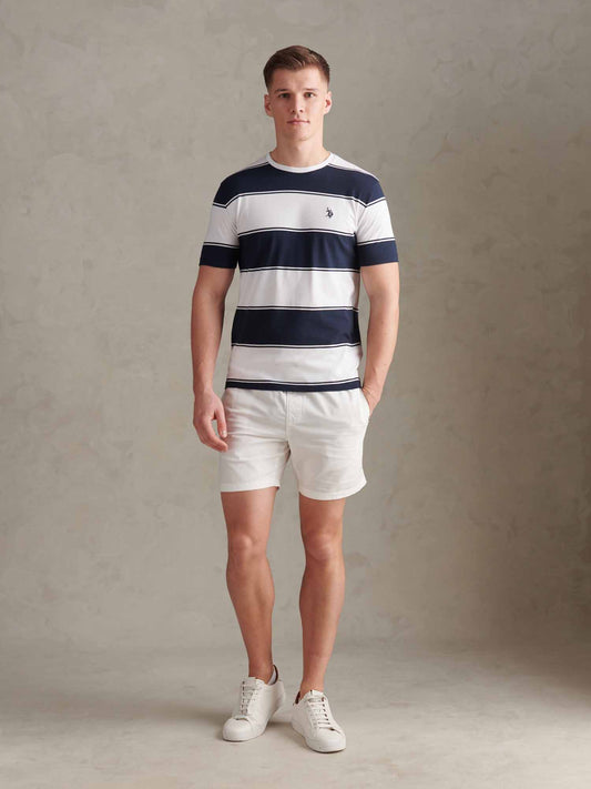 Mens Linen Blend Deck Shorts in Bright White