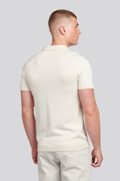 Mens Regular Fit Combed Cotton Polo Shirt in Birch Marl