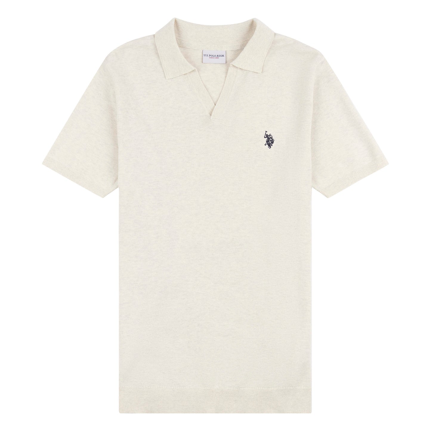 Mens Regular Fit Combed Cotton Polo Shirt in Birch Marl