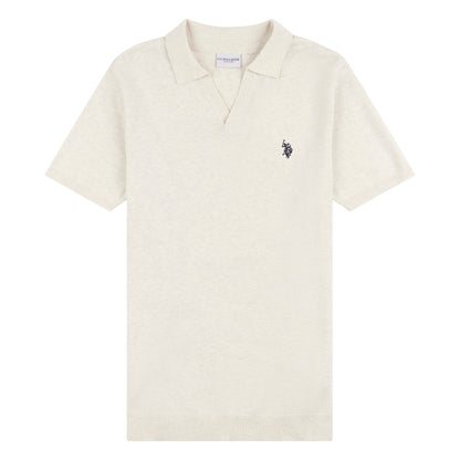 Mens Regular Fit Combed Cotton Polo Shirt in Birch Marl