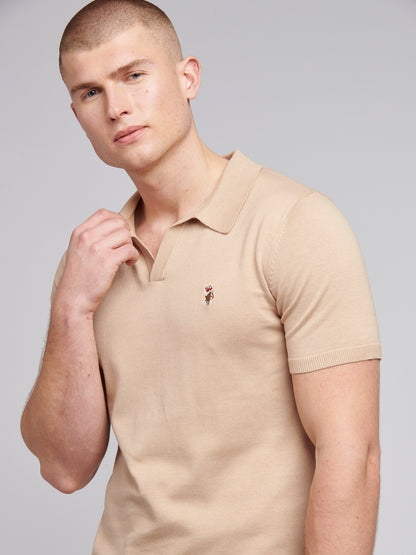 Mens Combed Cotton Revere Polo Shirt in Doeskin / Multi Coloured DHM