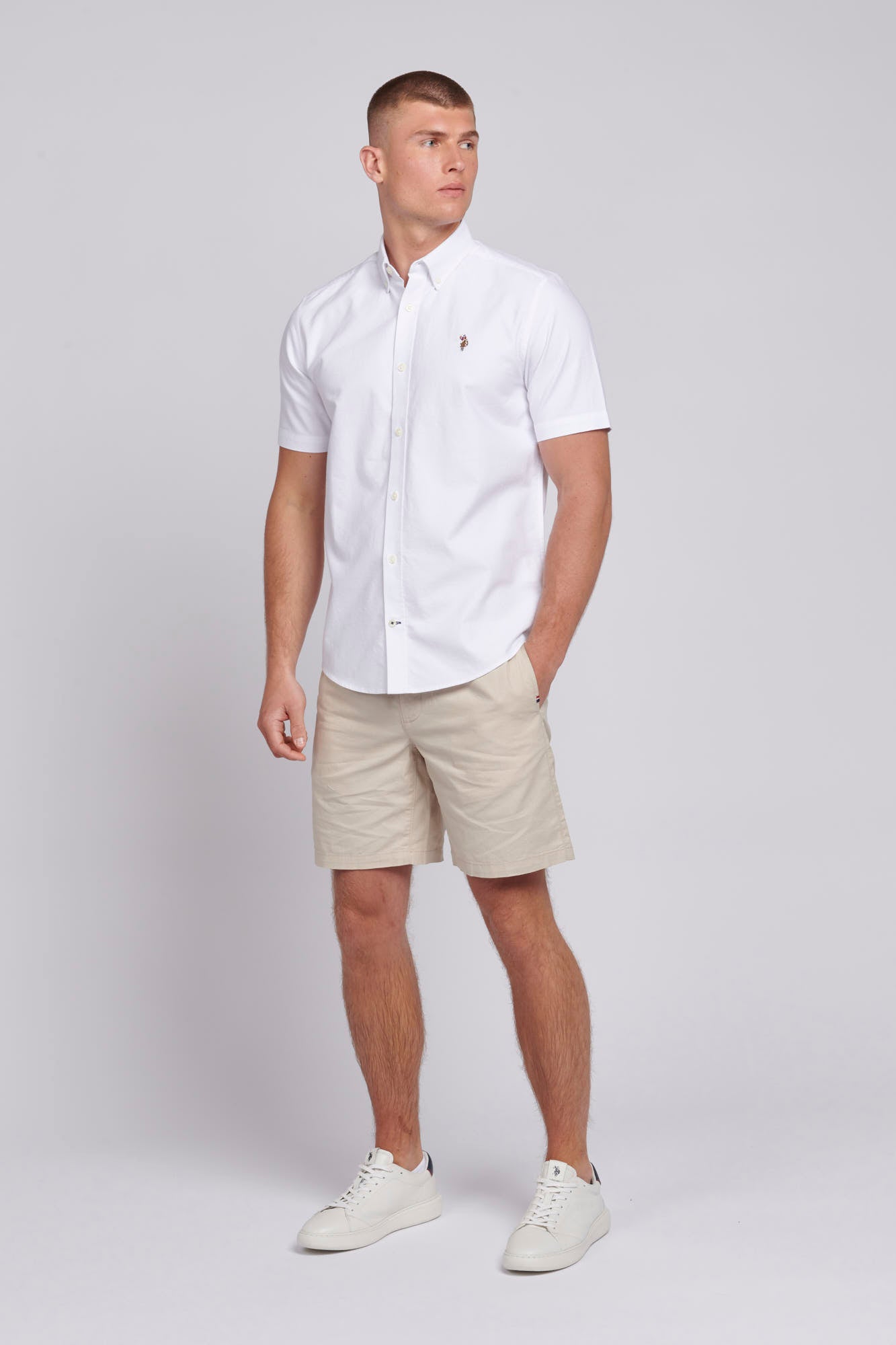 Mens Short Sleeve Oxford Shirt in Bright White