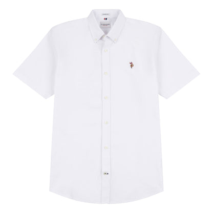 Mens Short Sleeve Oxford Shirt in Bright White