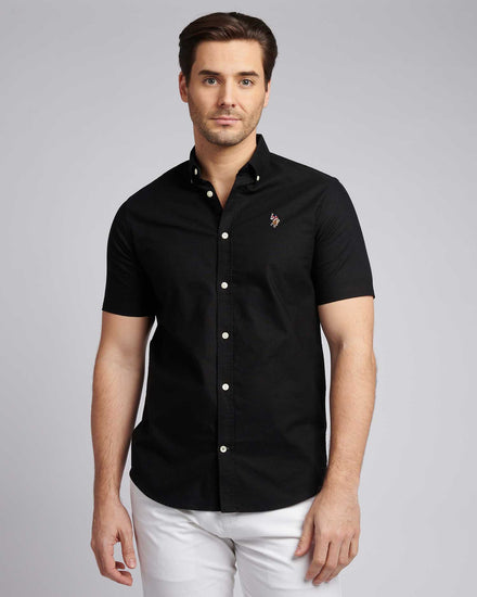 Mens  Short Sleeve Oxford Shirt in Black