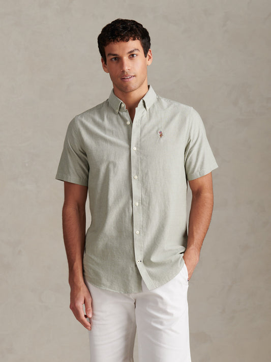Mens Short Sleeve Oxford Shirt in Sea Spray