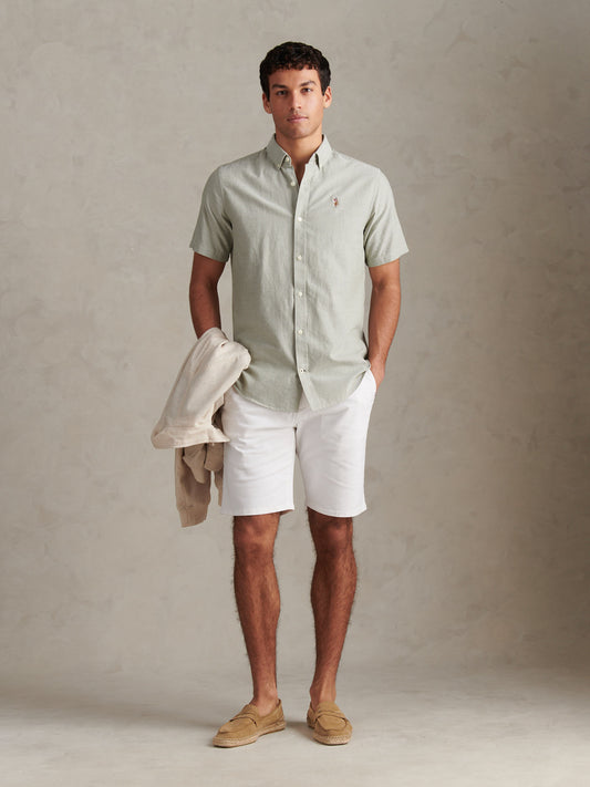 Mens Short Sleeve Oxford Shirt in Sea Spray