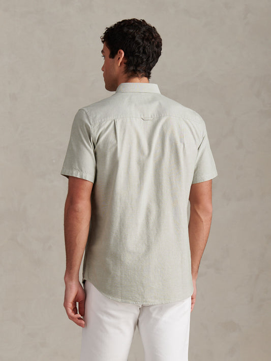 Mens Short Sleeve Oxford Shirt in Sea Spray