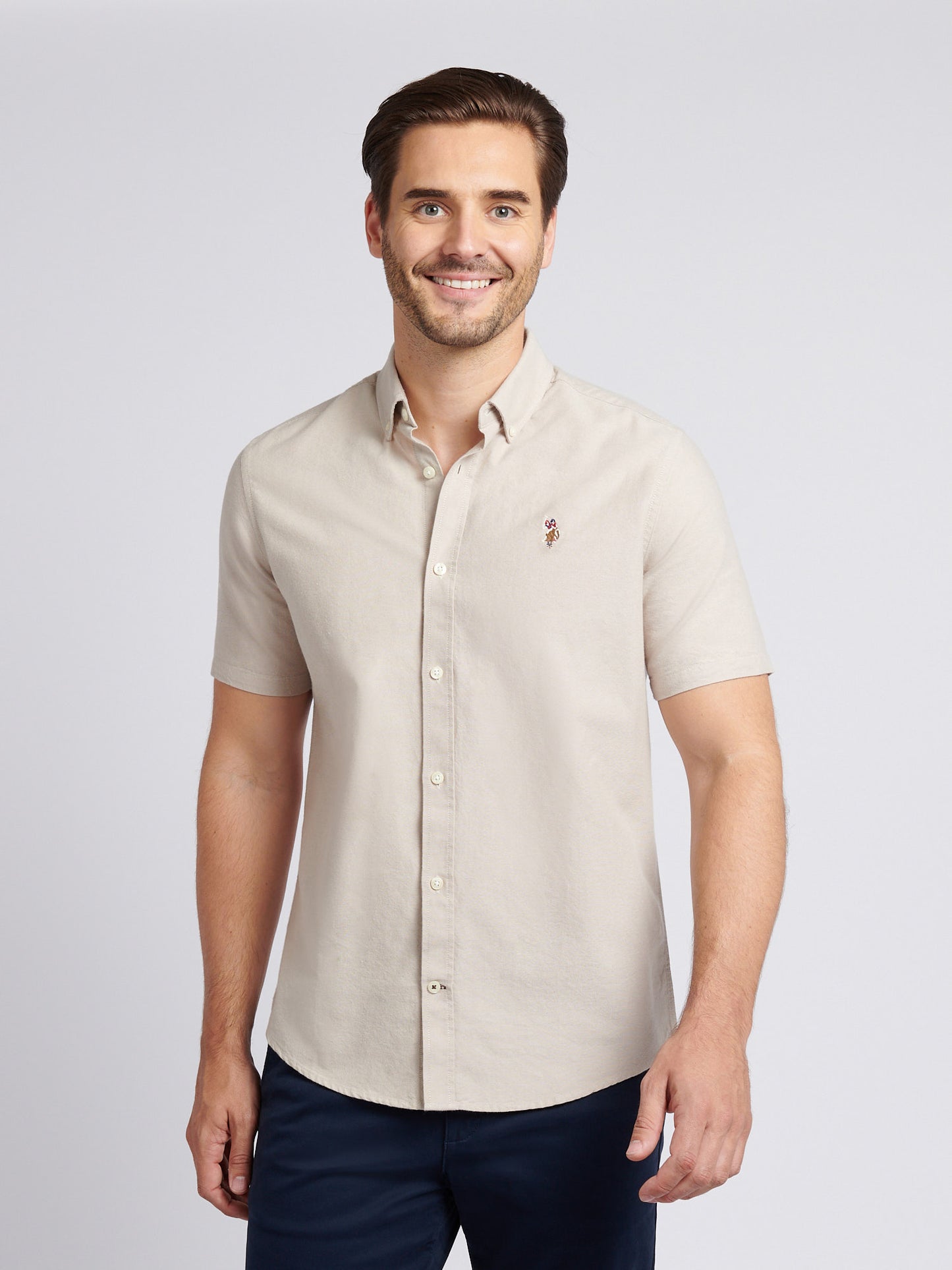 Mens Short Sleeve Oxford Shirt in Atmosphere