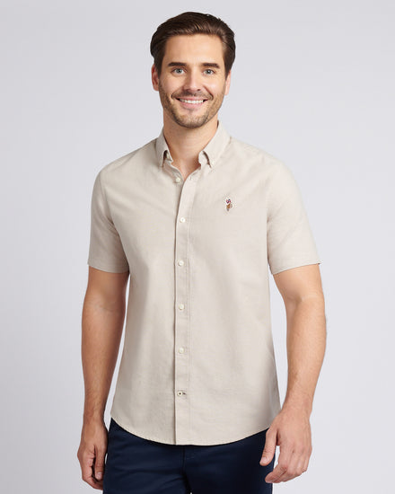 Mens Short Sleeve Oxford Shirt in Atmosphere