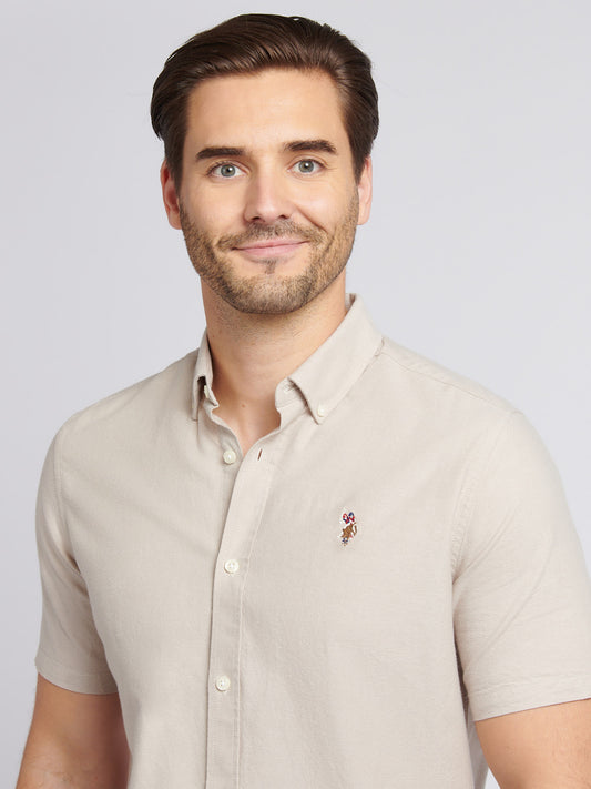 Mens Short Sleeve Oxford Shirt in Atmosphere