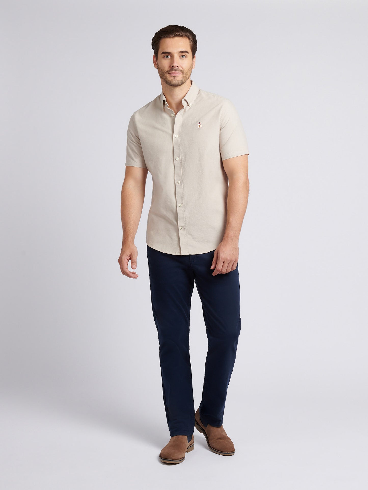Mens Short Sleeve Oxford Shirt in Atmosphere