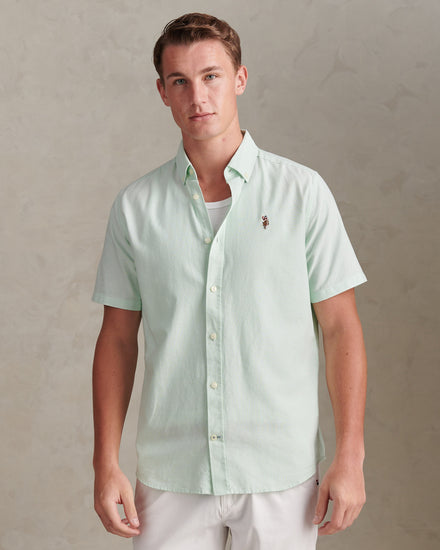 Mens Short Sleeve Oxford Shirt in Bay