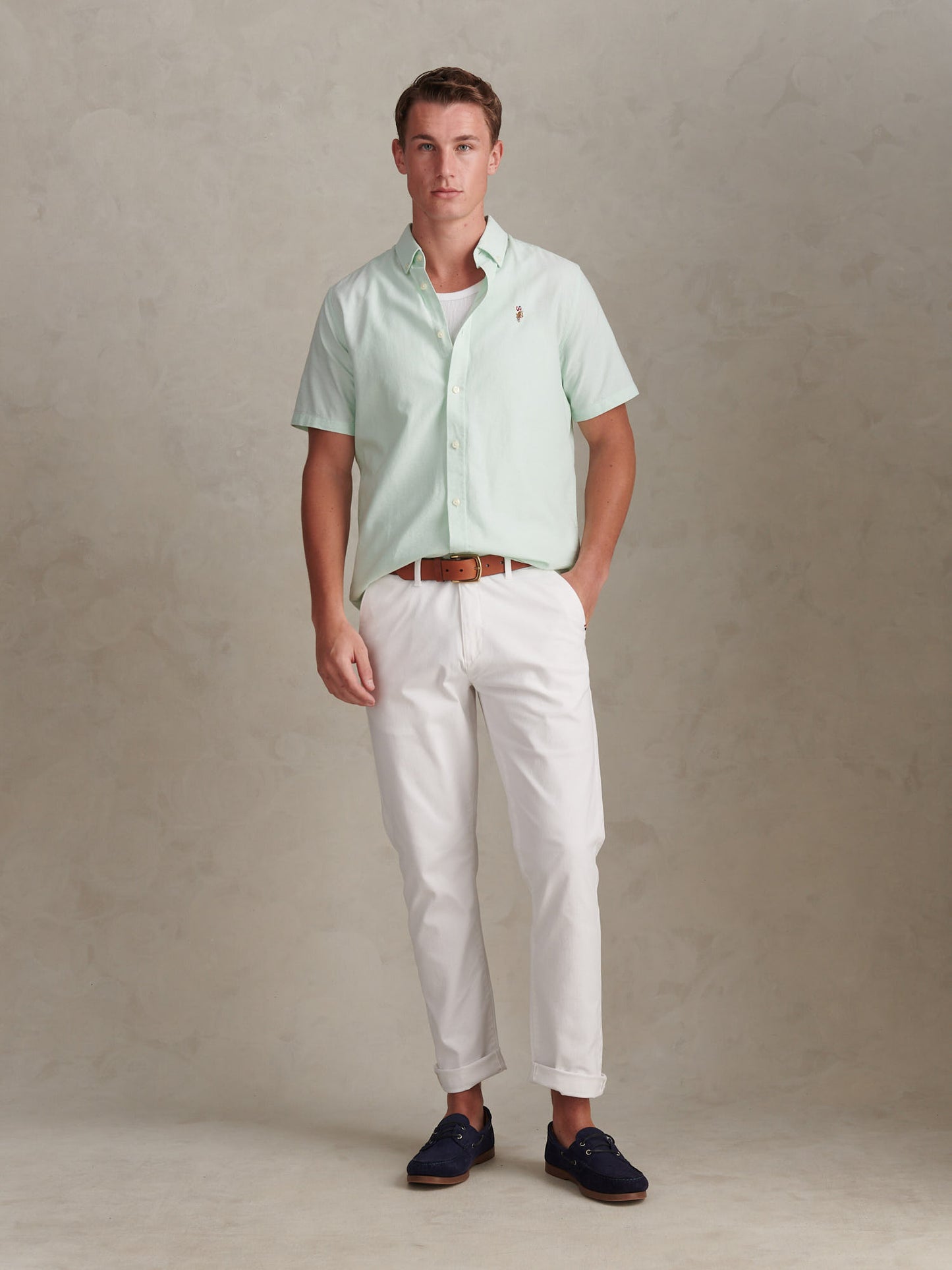 Mens Short Sleeve Oxford Shirt in Bay