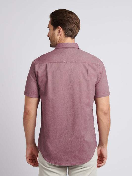 Mens Short Sleeve Oxford Shirt in Grape Wine