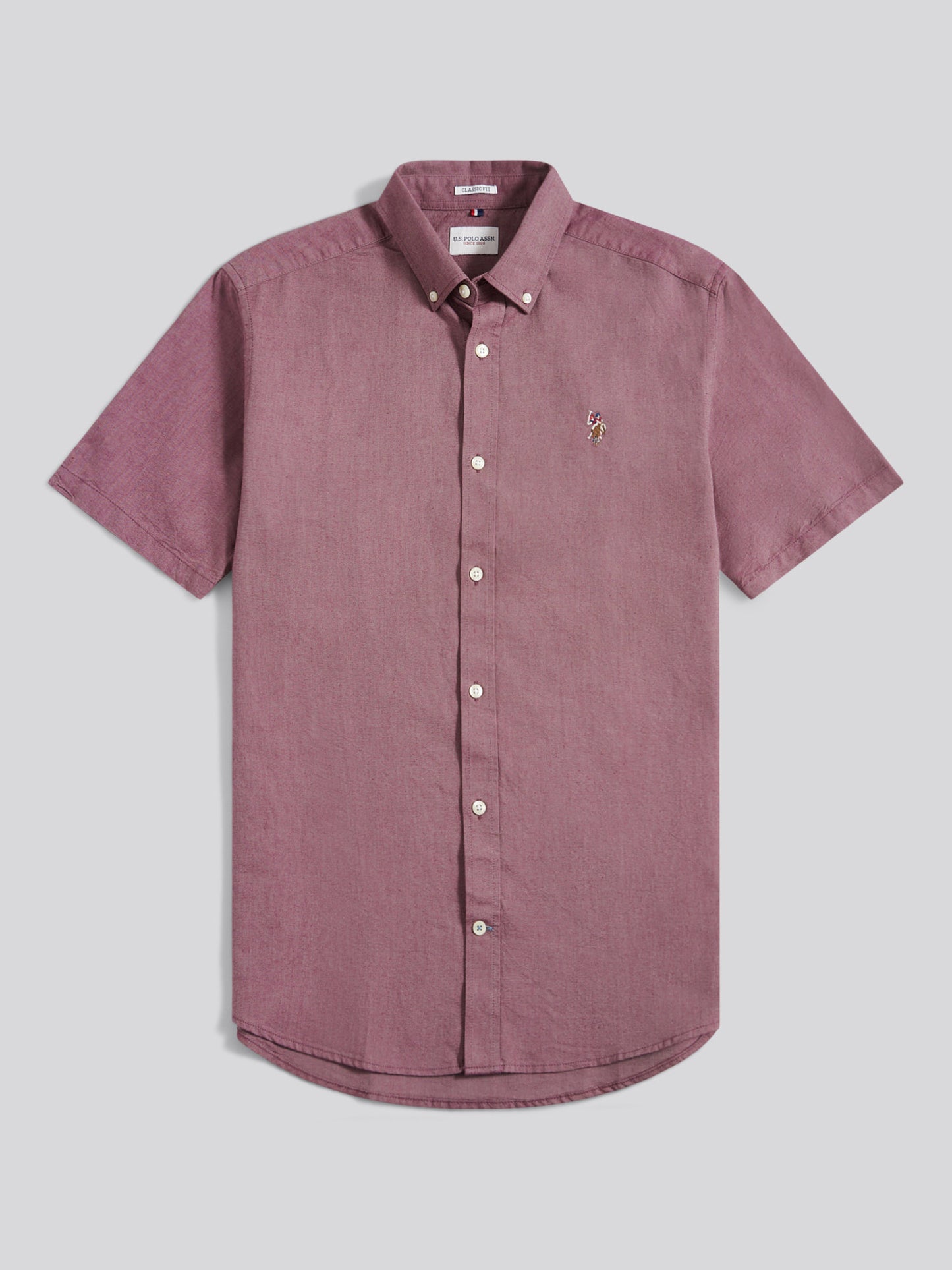 Mens Short Sleeve Oxford Shirt in Grape Wine