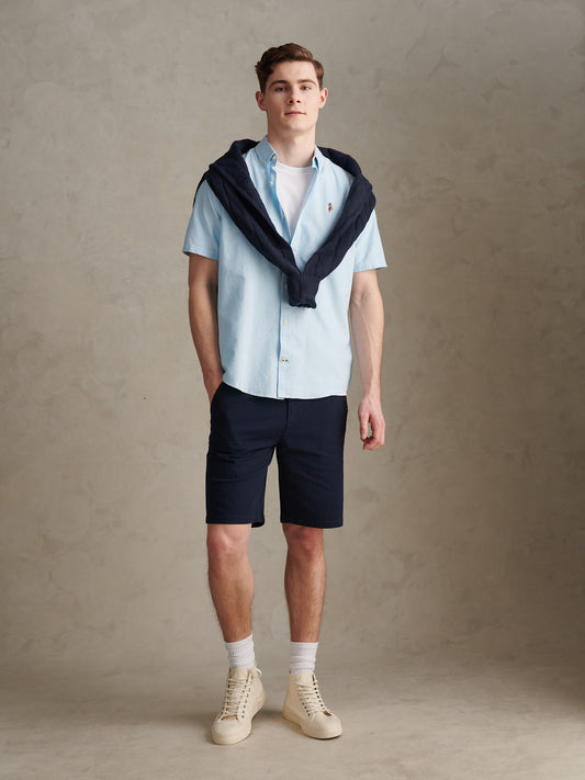 Mens Short Sleeve Oxford Shirt in Ice Blue