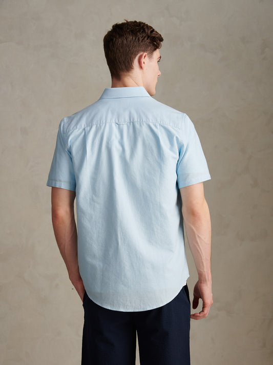 Mens Short Sleeve Oxford Shirt in Ice Blue