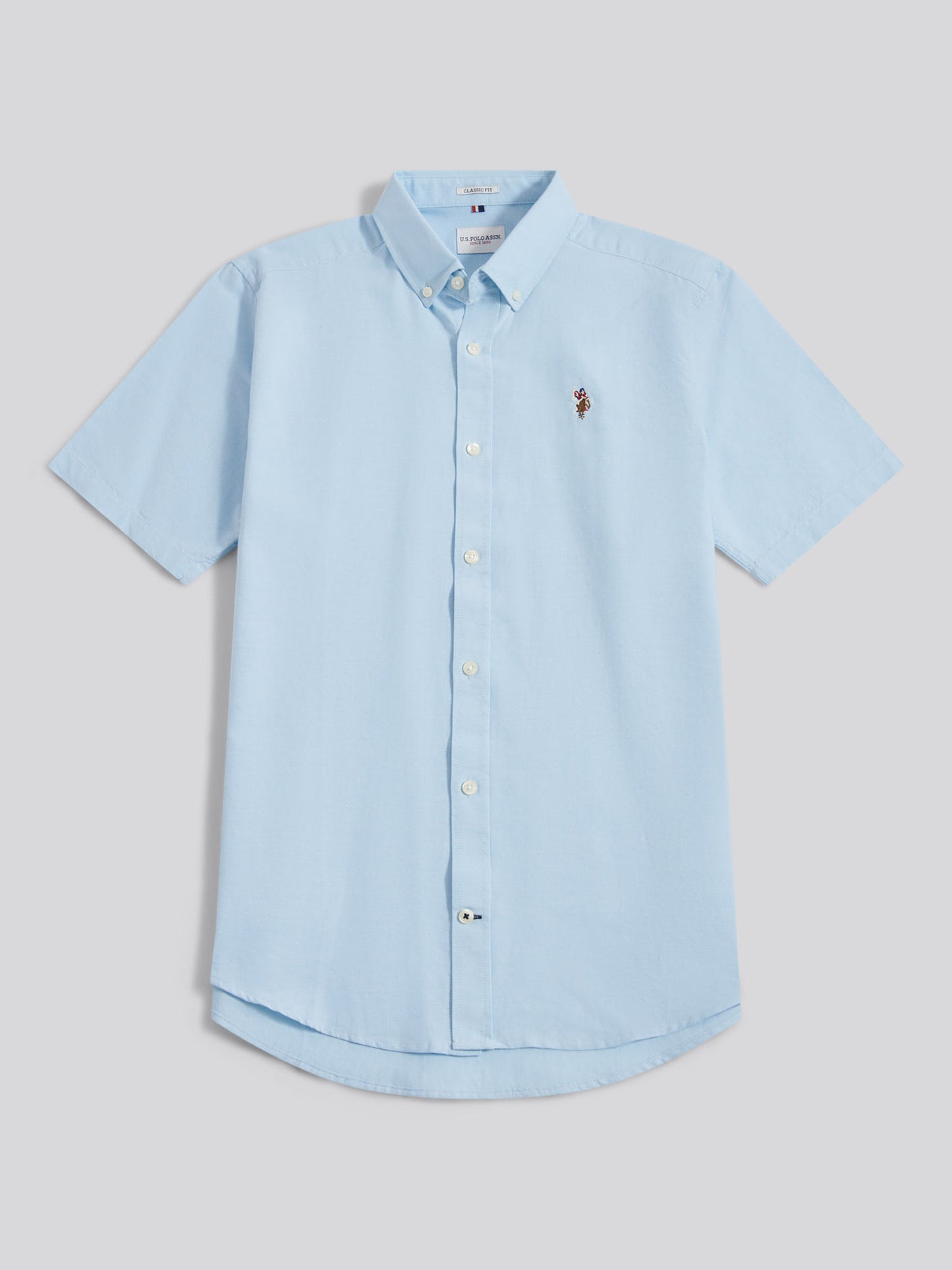 Mens Short Sleeve Oxford Shirt in Ice Blue